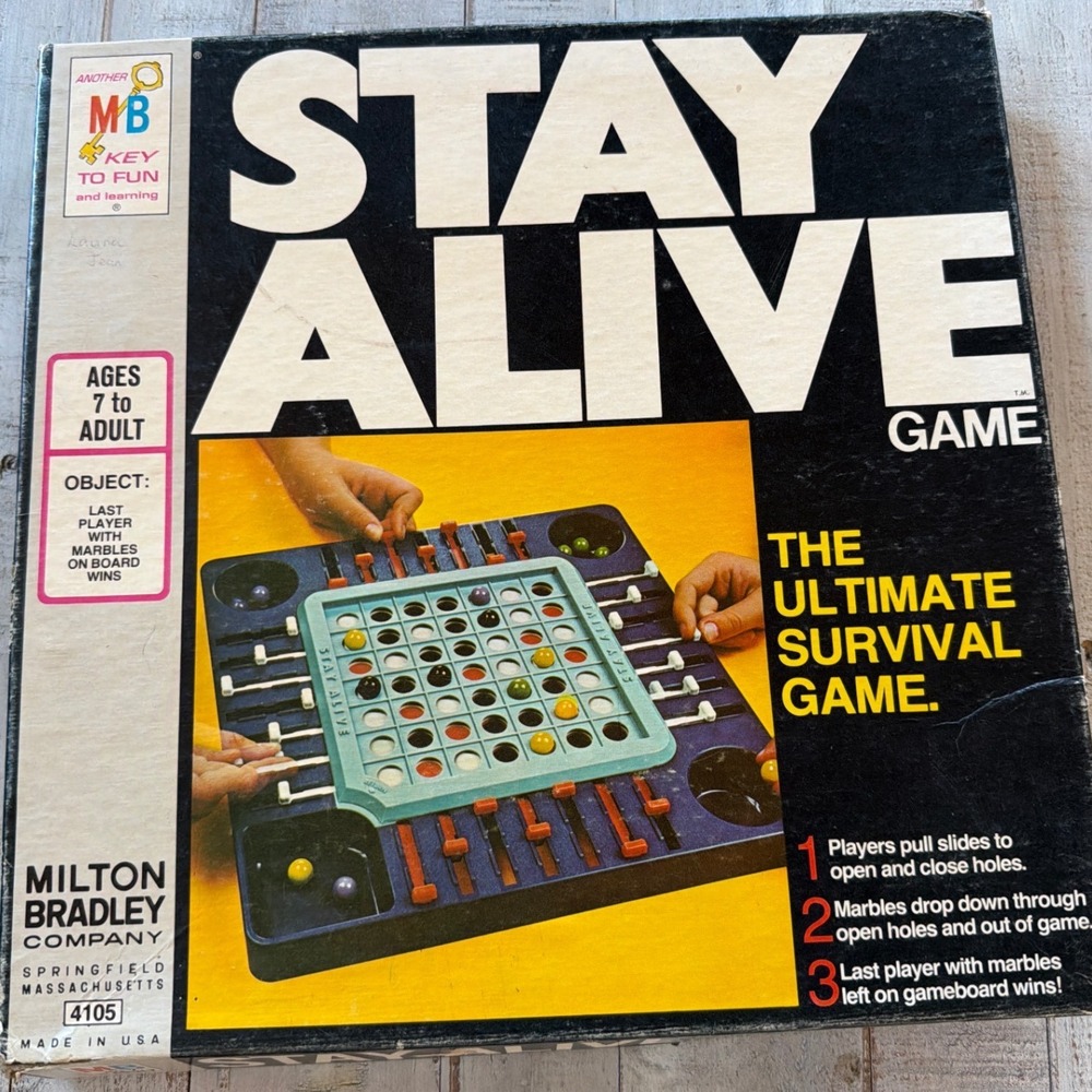 Vintage 1971 Milton Bradley Stay Alive Strategy Board Game 4105 Retro Survival